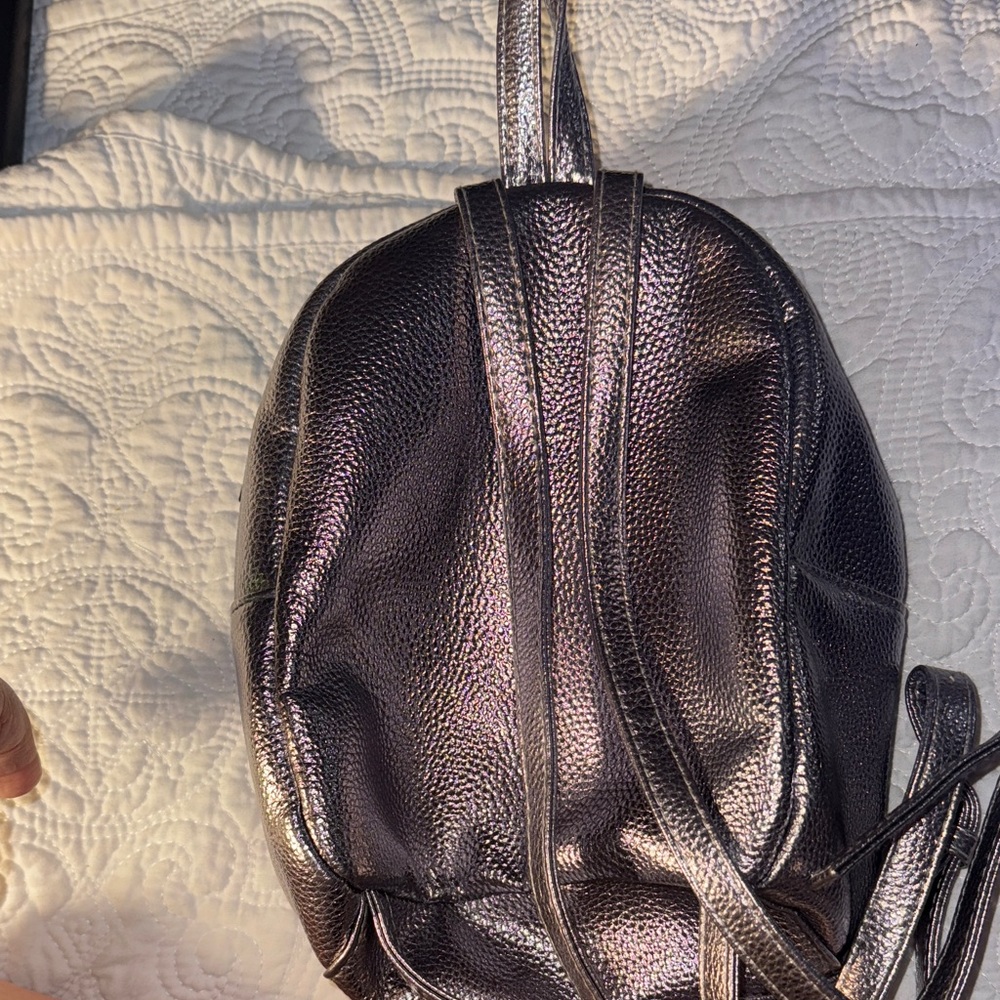 Metallic Silver Mini Backpack - Picture 3 of 5